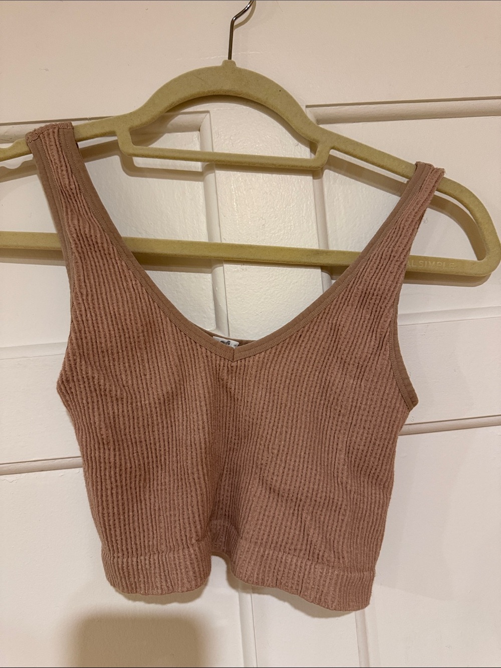 Forever 21 Ribbed V-Neck Cropped Tank Top - Mauve